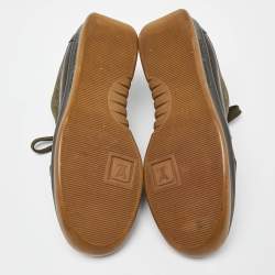 Louis Vuitton Army Green Leather and Monogram Canvas Mini Lin Sneakers Size 40.5