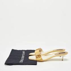 Pre Owned Louis Vuitton Yellow Patent Leather Slide Sandals Size 41