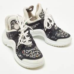 Pre Owned Louis Vuitton Black Tweed and Leather Archlight Sneakers Size 38