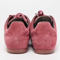 مملوكة مسبقًا Louis Vuitton Pink Perforated Suede Low Top Sneakers Size 37.5
