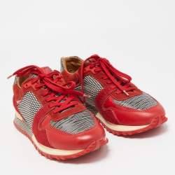 Louis Vuitton Red Suede and Calf Hair  Run Away Sneakers Size 38.5