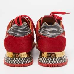 Louis Vuitton Red Suede and Calf Hair  Run Away Sneakers Size 38.5