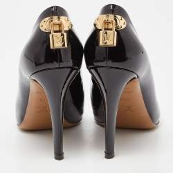 Pre Owned Louis Vuitton Burgundy Patent Leather Lock It Pumps Size 38.5