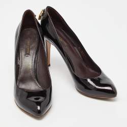 Pre Owned Louis Vuitton Burgundy Patent Leather Lock It Pumps Size 38.5