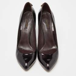 Pre Owned Louis Vuitton Burgundy Patent Leather Lock It Pumps Size 38.5