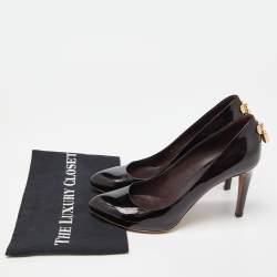 Pre Owned Louis Vuitton Burgundy Patent Leather Lock It Pumps Size 38.5