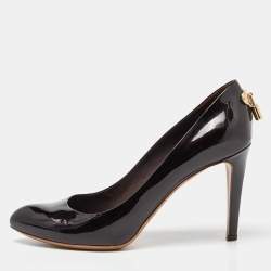 Pre Owned Louis Vuitton Burgundy Patent Leather Lock It Pumps Size 38.5