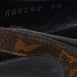 Pre Owned Louis Vuitton Brown/Black Monogram Canvas and Leather Archlight Slingback Pumps Size 38