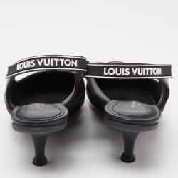 Pre Owned Louis Vuitton Brown/Black Monogram Canvas and Leather Archlight Slingback Pumps Size 38
