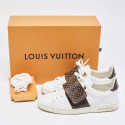 Louis Vuitton White/Brown Monogram Leather and Canvas Frontrow  Sneakers Size 36