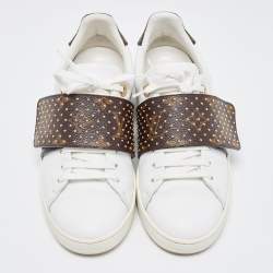 Louis Vuitton White/Brown Monogram Leather and Canvas Frontrow  Sneakers Size 36