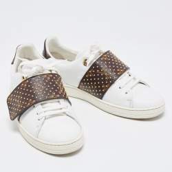 Louis Vuitton White/Brown Monogram Leather and Canvas Frontrow  Sneakers Size 36