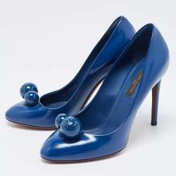 مملوكة مسبقًا Louis Vuitton Blue Leather Dice Pumps Size 37