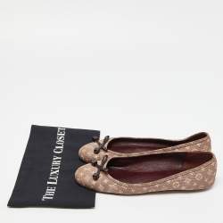 Pre Owned Louis Vuitton Pink Monogram Mini Lin Canvas Debbie Ballet Flats Size 40