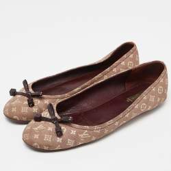 Pre Owned Louis Vuitton Pink Monogram Mini Lin Canvas Debbie Ballet Flats Size 40
