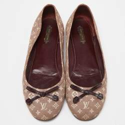 Pre Owned Louis Vuitton Pink Monogram Mini Lin Canvas Debbie Ballet Flats Size 40