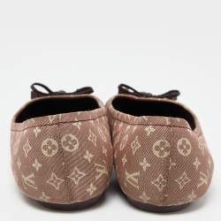 Pre Owned Louis Vuitton Pink Monogram Mini Lin Canvas Debbie Ballet Flats Size 40