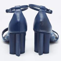 Pre Owned Louis Vuitton Navy Blue Monogram Canvas and Leather Silhouette Sandals Size 39