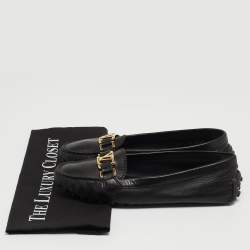 Pre Owned Louis Vuitton Black Leather Oxford Loafers Size 38.5