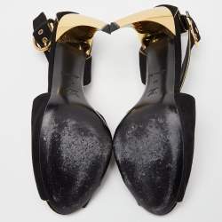 Louis Vuitton Black Leather and Suede Slingback Sandals Size 41