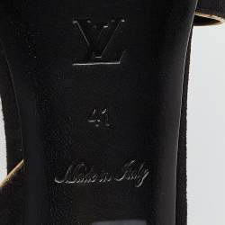 Louis Vuitton Black Leather and Suede Slingback Sandals Size 41