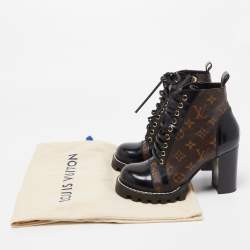 Louis Vuitton Black Leather and Monogram Canvas Star Trail Ankle Boots Size 37.5