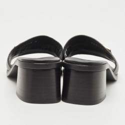 Louis Vuitton Black Leather Lock It Slide Sandals Size 38