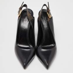 Pre Owned حذاء كعب عالي لوي فيتون ماتشماك جلد و كانفاس مقوى مونوغرامي و أسود مقاس 37.5