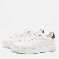 LOUIS VUITTON Calfskin Time Out Sneakers 39.5 White 1226860