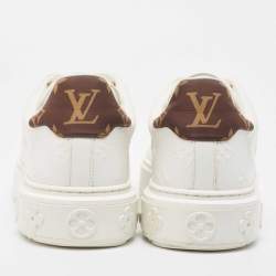 Louis Vuitton White Monogram Embossed Leather Time Out Sneakers Size 39