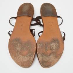 Pre Owned Louis Vuitton Brown Leather Thong Flat Sandals Size 40