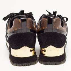 Louis Vuitton Brown/Black Suede and Monogram Canvas Run Away Sneakers Size 37.5
