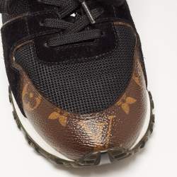 Louis Vuitton Brown/Black Suede and Monogram Canvas Run Away Sneakers Size 37.5
