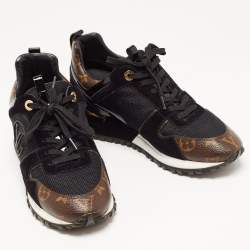 Louis Vuitton Brown/Black Suede and Monogram Canvas Run Away Sneakers Size 37.5