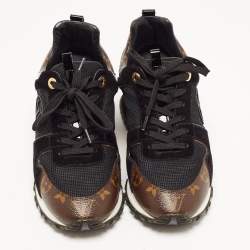 Louis Vuitton Brown/Black Suede and Monogram Canvas Run Away Sneakers Size 37.5