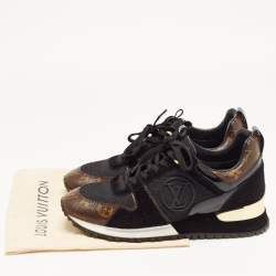 Louis Vuitton Brown/Black Suede and Monogram Canvas Run Away Sneakers Size 37.5