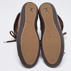 Louis Vuitton Brown Nubuck Leather and Monogram Canvas Brea Sneakers Size 39