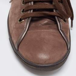 Louis Vuitton Brown Nubuck Leather and Monogram Canvas Brea Sneakers Size 39
