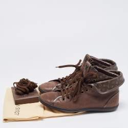 Louis Vuitton Brown Nubuck Leather and Monogram Canvas Brea Sneakers Size 39