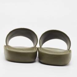 Pre Owned Louis Vuitton Green Monogram Rubber Sunbath Mules Size 36