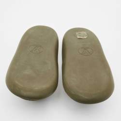 Pre Owned Louis Vuitton Green Monogram Rubber Sunbath Mules Size 36