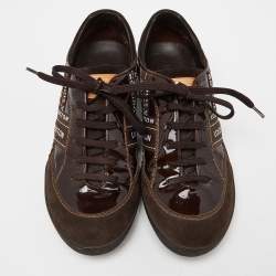 Pre Owned Louis Vuitton Brown Patent Leather and Suede Low Top Sneakers Size 37