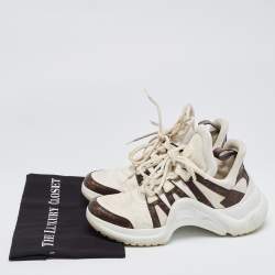 Louis Vuitton White/Brown Canvas and Mesh Archlight Sneakers Size 40