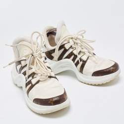 Louis Vuitton White/Brown Canvas and Mesh Archlight Sneakers Size 40