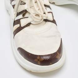 Louis Vuitton White/Brown Canvas and Mesh Archlight Sneakers Size 40