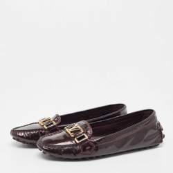 Pre Owned Louis Vuitton Burgundy Patent Oxford Loafers Size 37