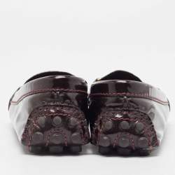 Pre Owned Louis Vuitton Burgundy Patent Oxford Loafers Size 37