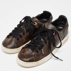Louis Vuitton Brown/Black Monogram Canvas and Patent Leather Frontrow Sneakers Size 36