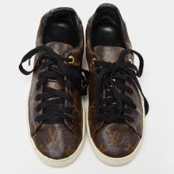 Louis Vuitton Brown/Black Monogram Canvas and Patent Leather Frontrow Sneakers Size 36