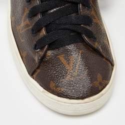 Louis Vuitton Brown/Black Monogram Canvas and Patent Leather Frontrow Sneakers Size 36